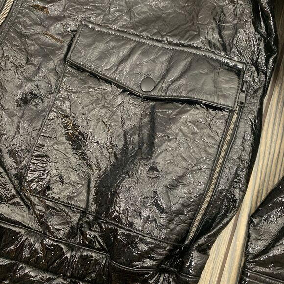 7 FOR ALL MANKIND Women Leather Jacket Biker Coat AN9335L152 Black XS Luxe Lamb - Picture 7 of 10